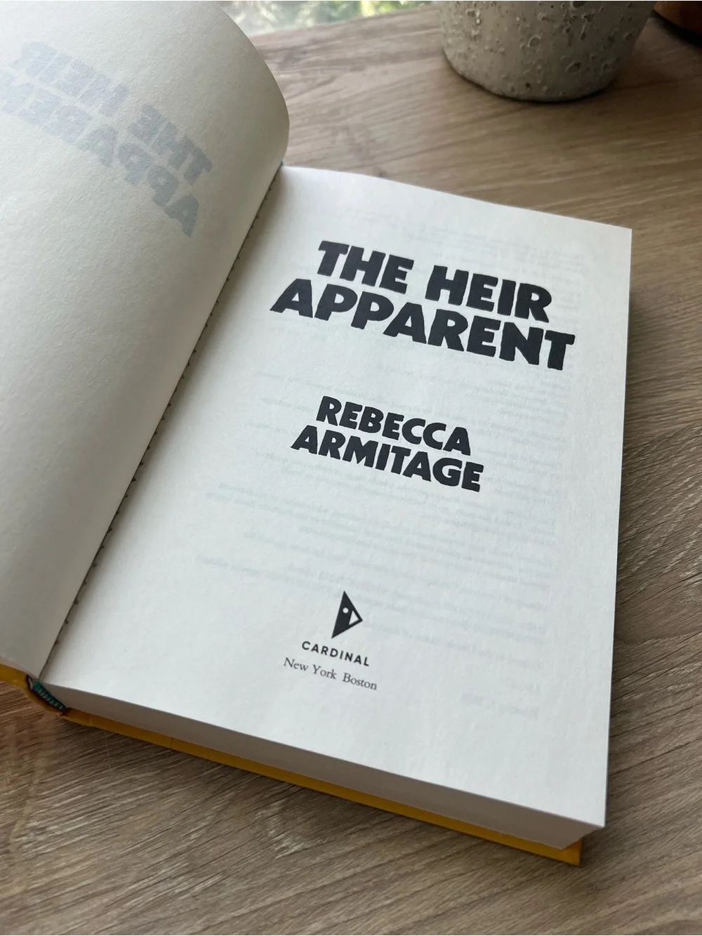 The Heir Apparent Rebecca Armitage 1st Edition Hardcover 2025 No DJ